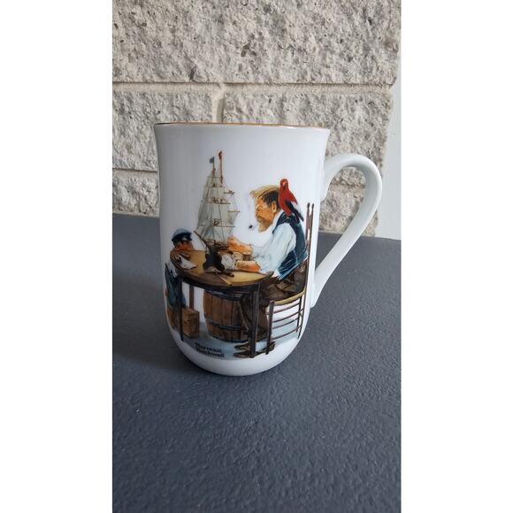 Norman Rockwell Mugs (4)  A Good Boy Memories Music Master The Cobbler, Gold Rim - Picture 7 of 13